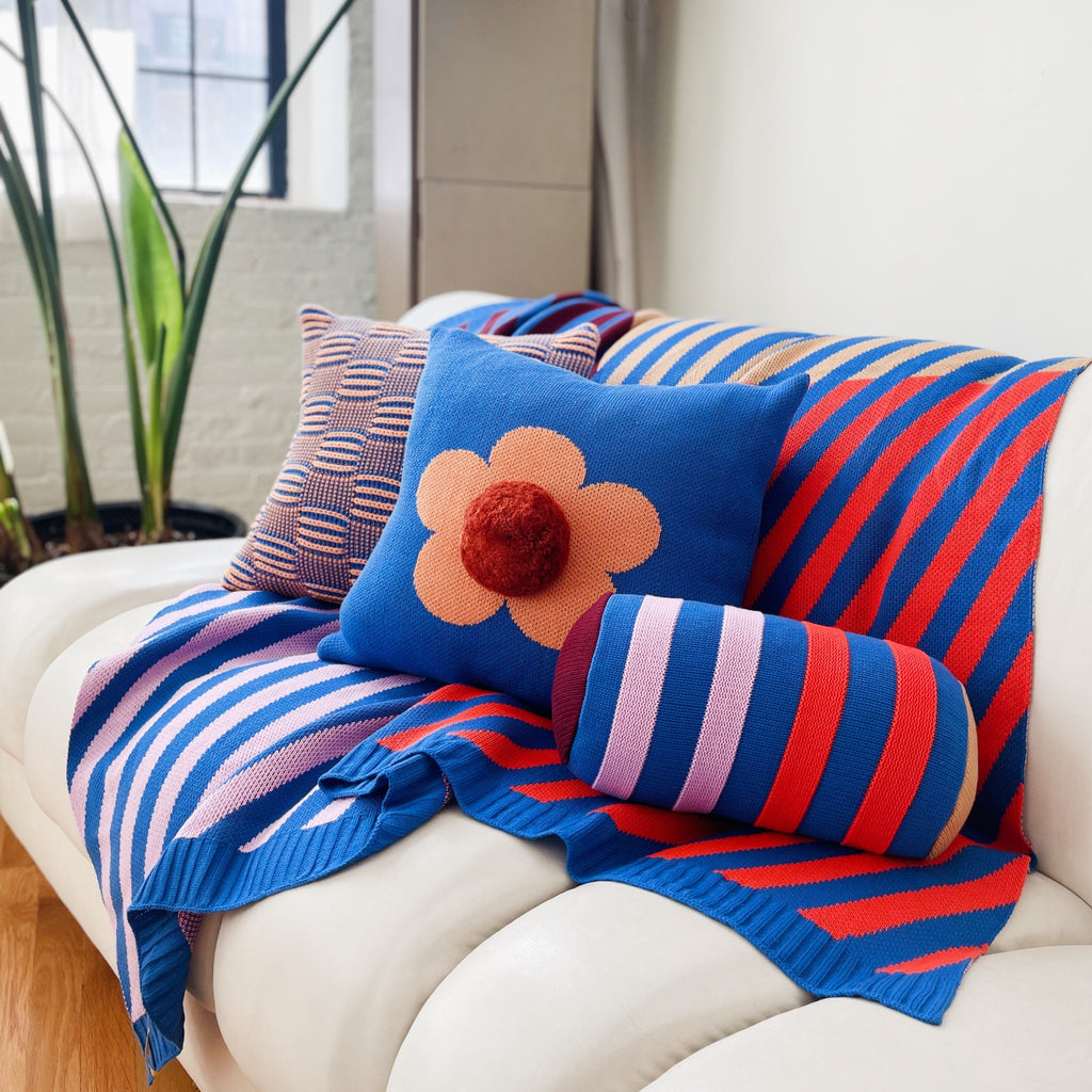 Flower Pom Pillow Cover