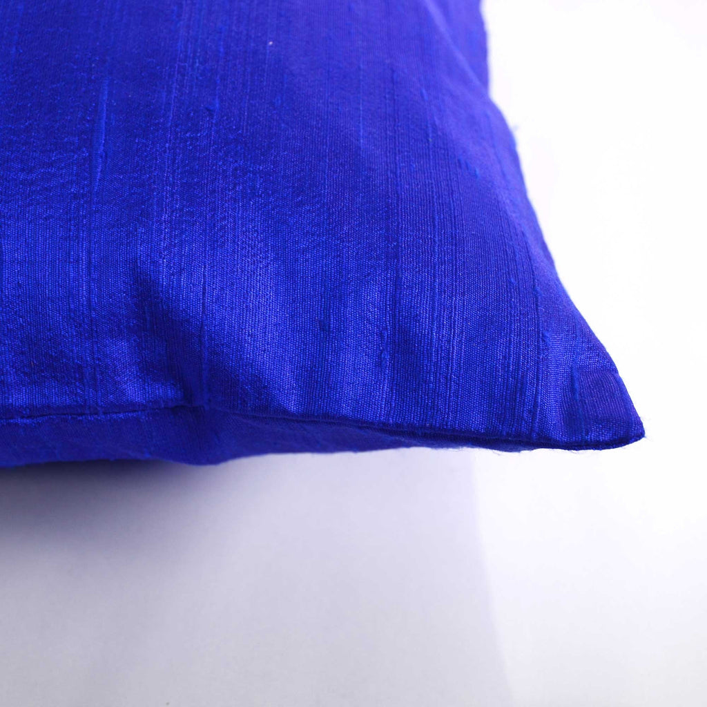 Raw Silk Pillow Cover in Royal Blue