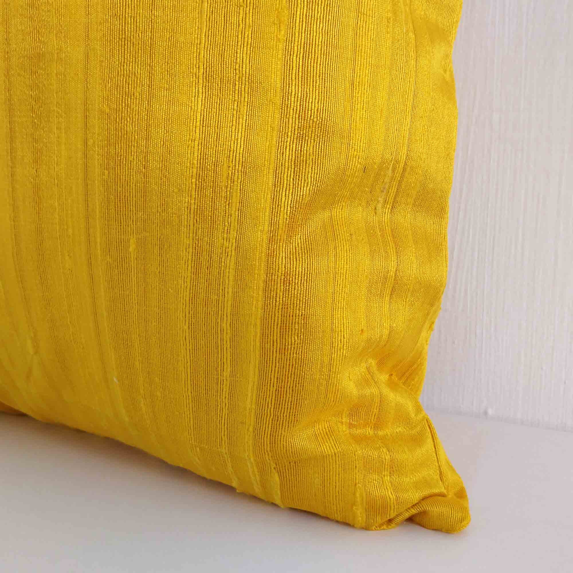 Raw Silk Pillow Cover in Sunny Yellow