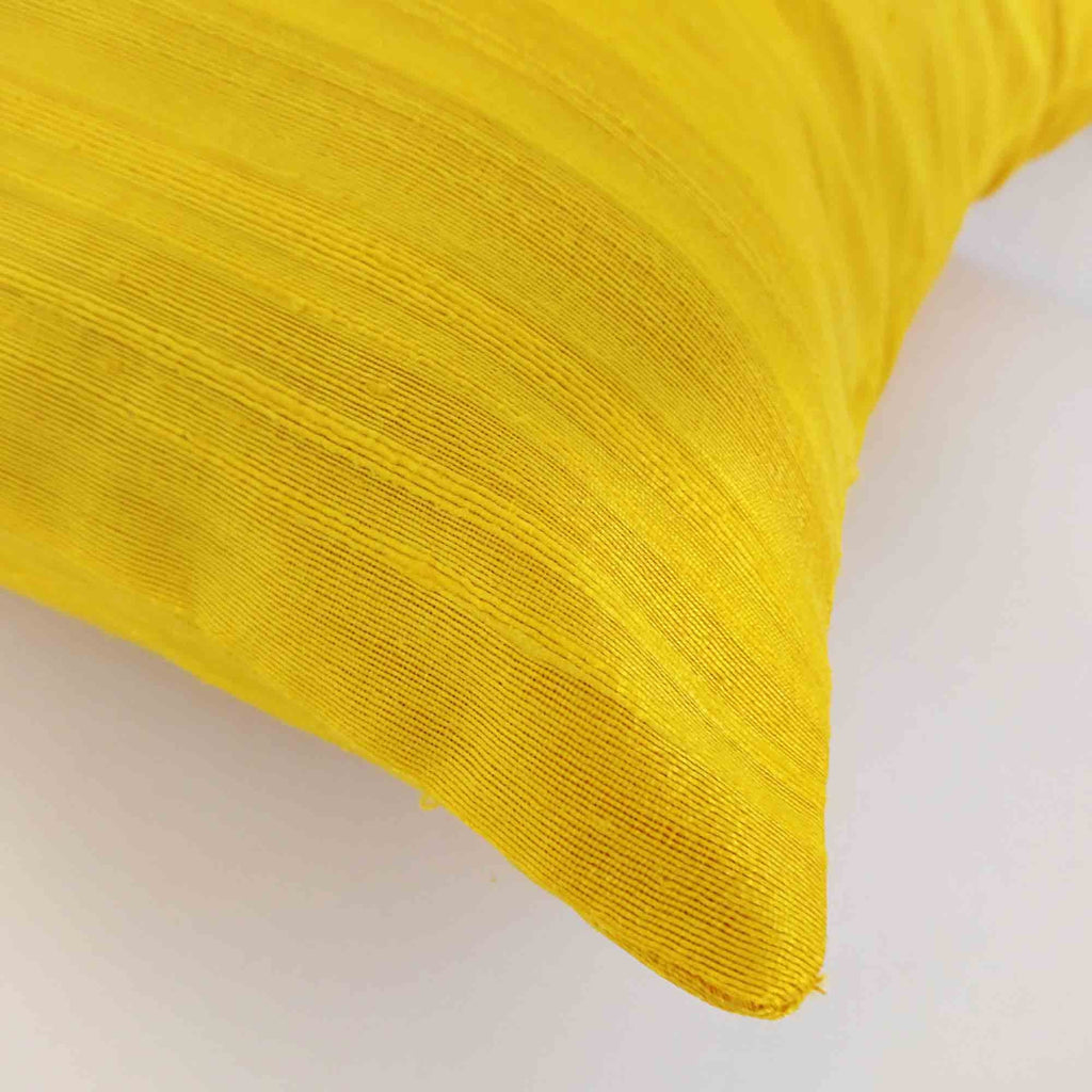 Raw Silk Pillow Cover in Sunny Yellow