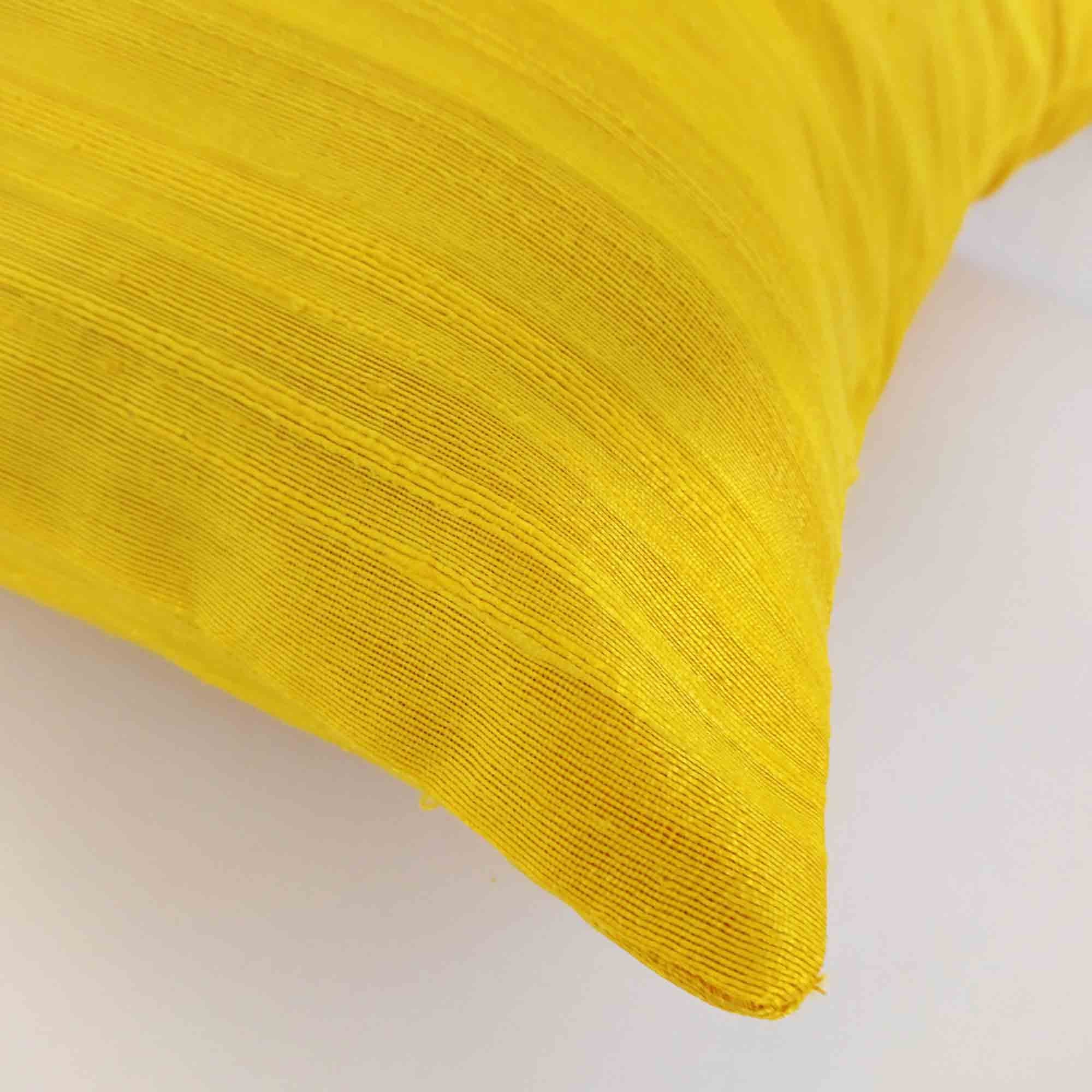 Raw Silk Pillow Cover in Sunny Yellow