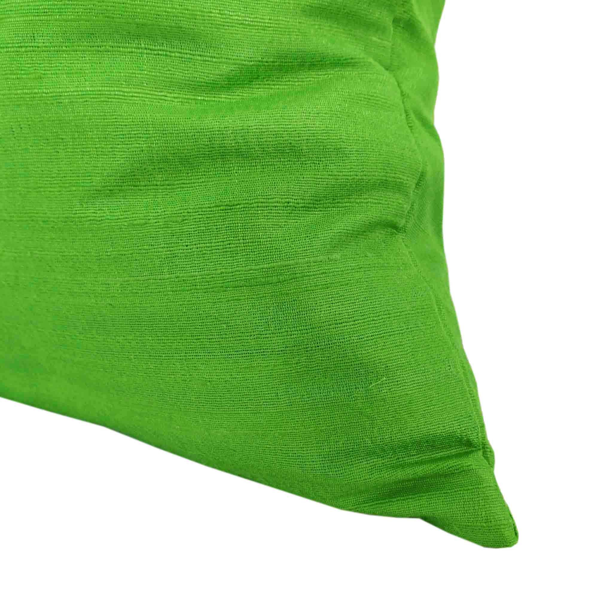 Mint and Green Color Block Raw Silk Throw Pillow Cover