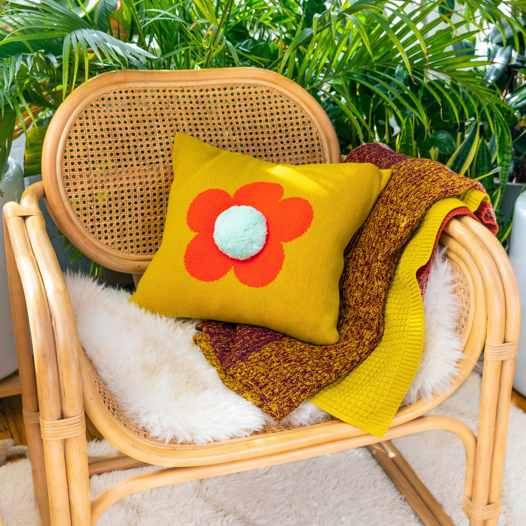 Flower Pom Pillow Cover