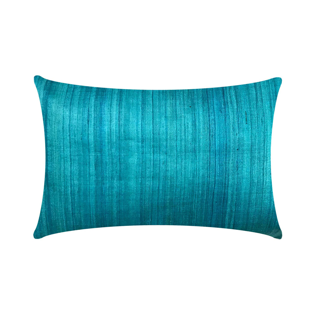 Teal Solid Tussar Silk Pillow Cover