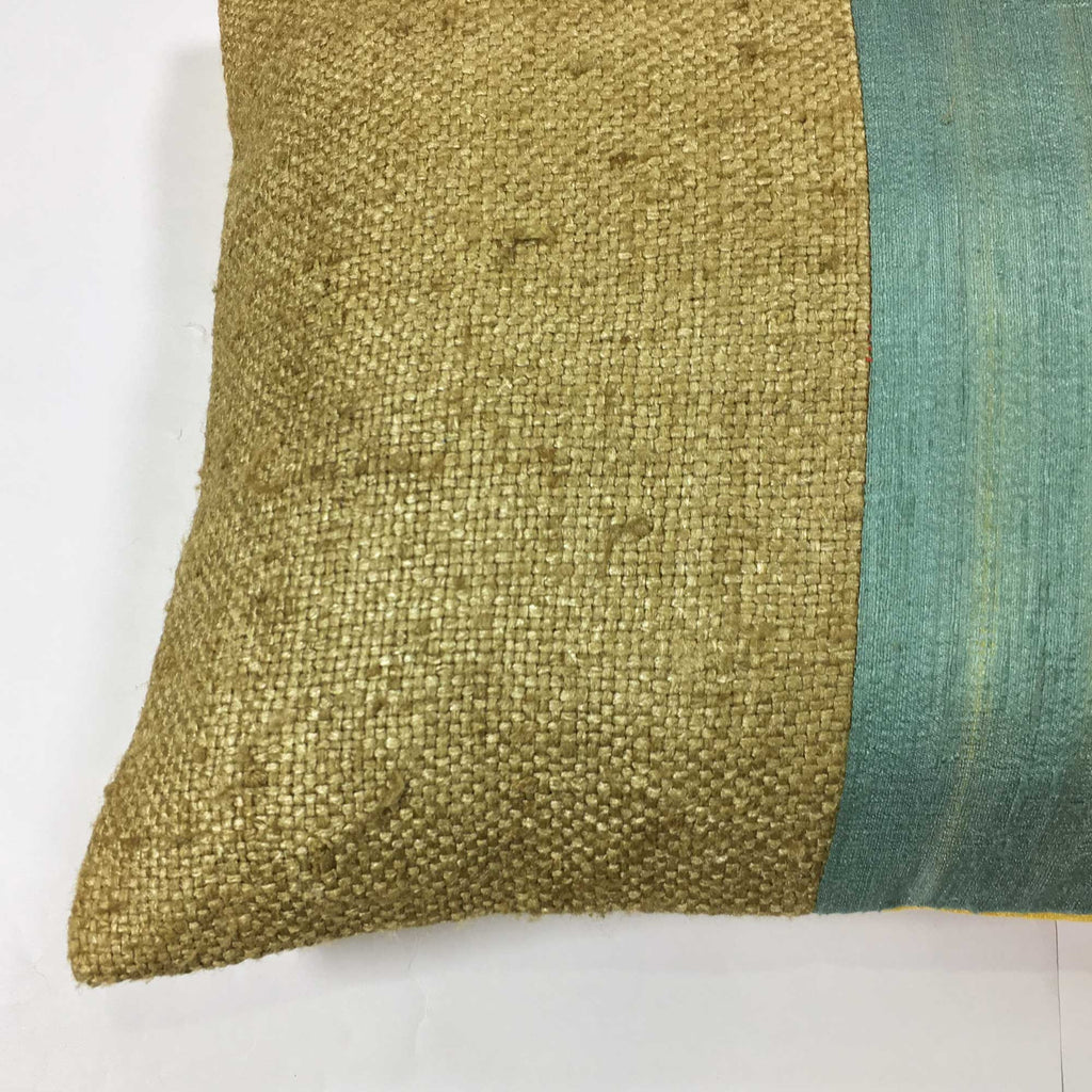 Grey Mustard Bhagalpuri Jute Silk Pillow Cover