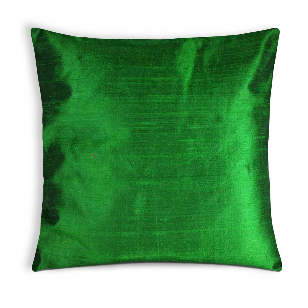 Emerald Green Raw Silk Pillow Cover