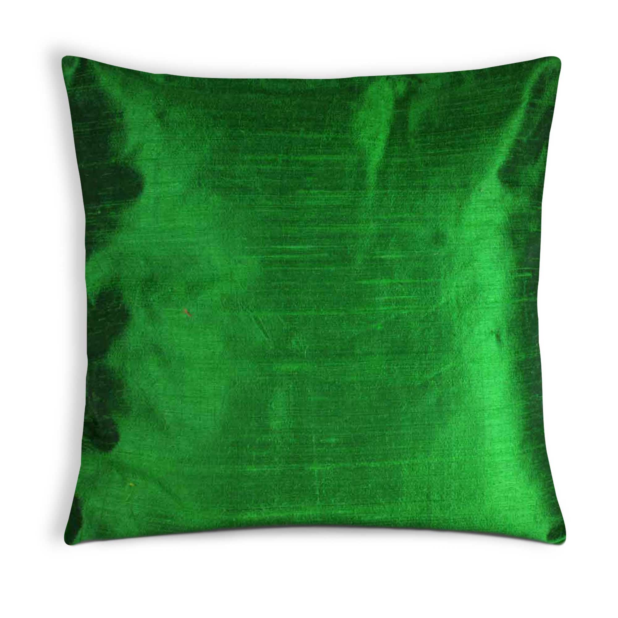 Emerald Green Raw Silk Pillow Cover