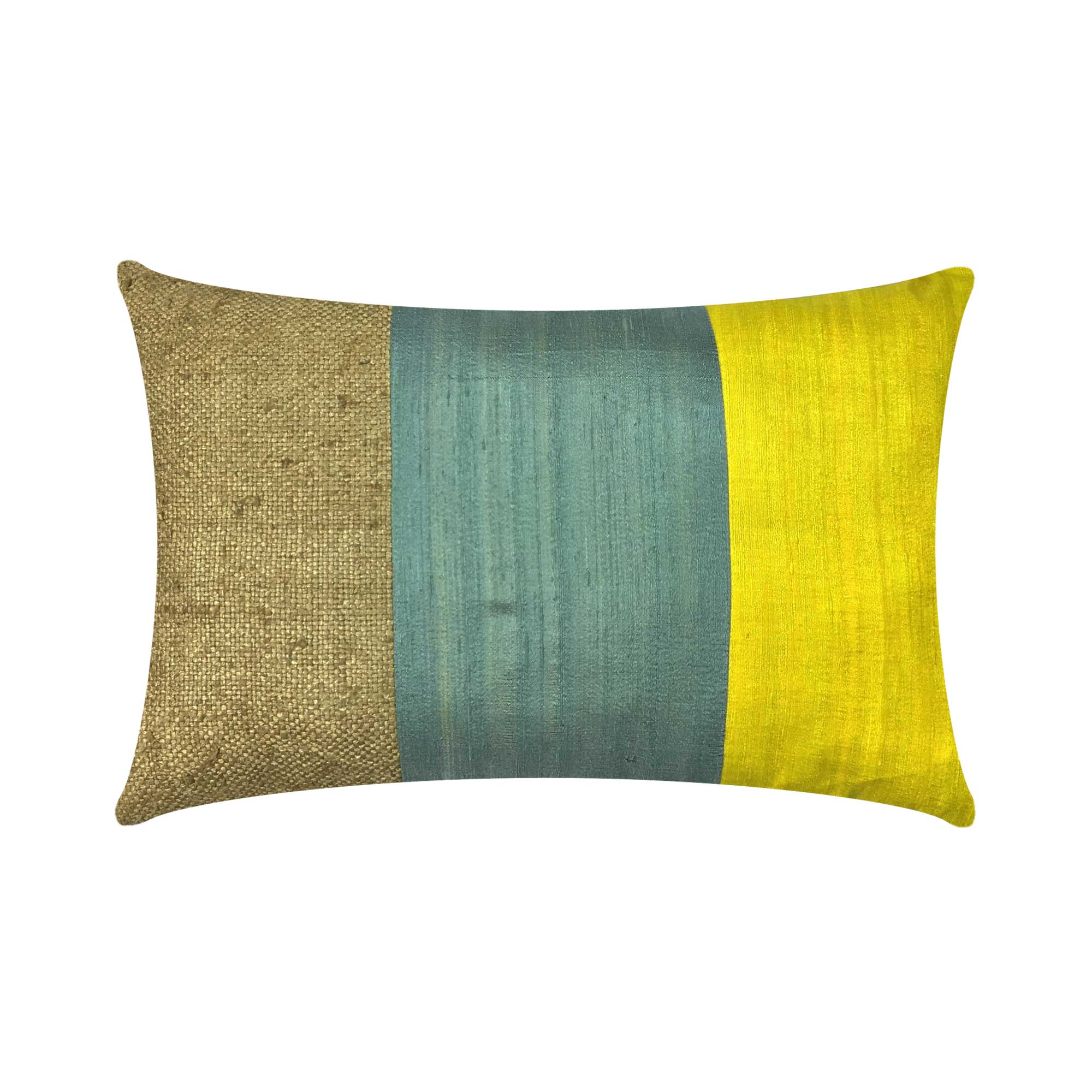 Grey Mustard Bhagalpuri Jute Silk Pillow Cover
