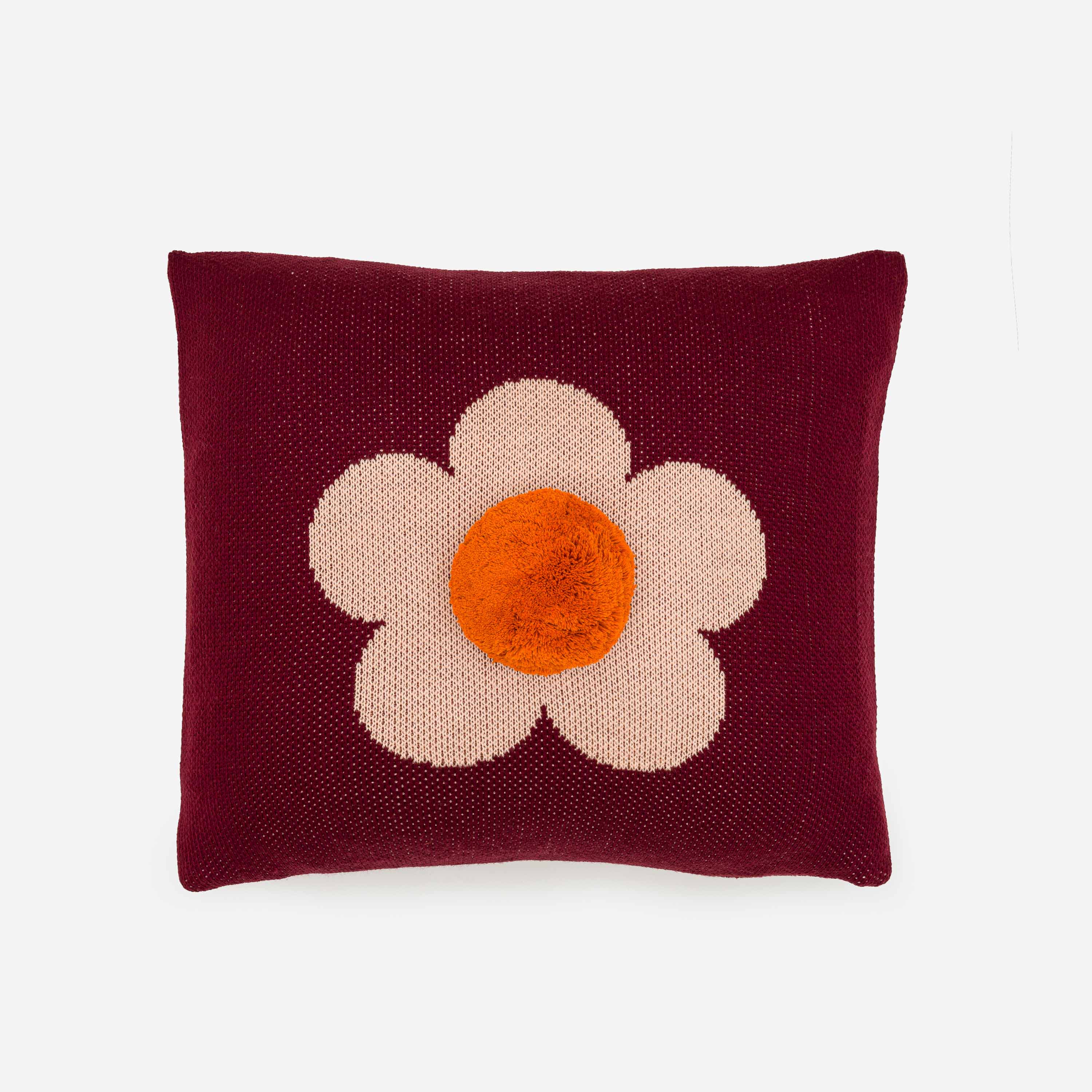 Flower Pom Pillow Cover