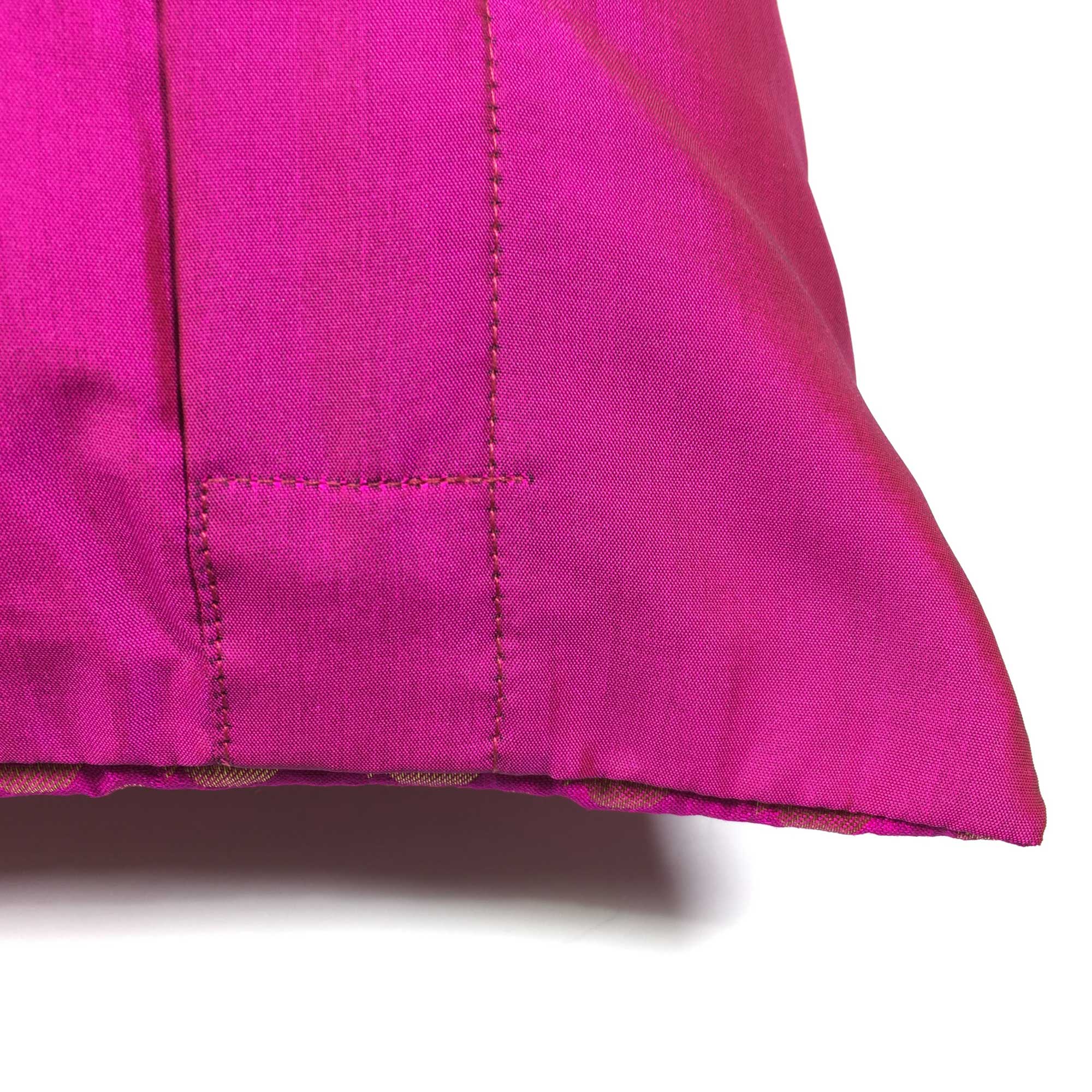 Magenta Solid Color Raw Silk Cushion Cover