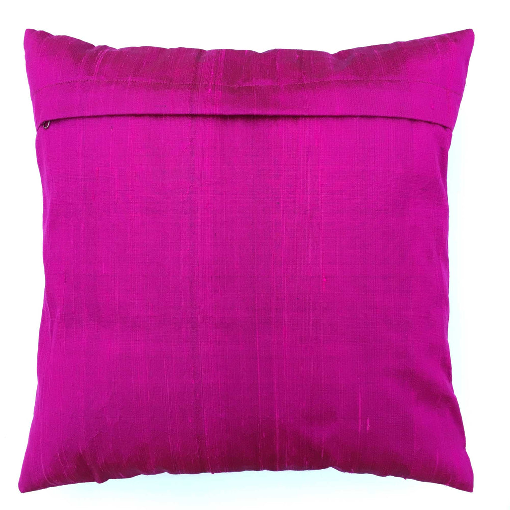 Magenta Solid Color Raw Silk Cushion Cover