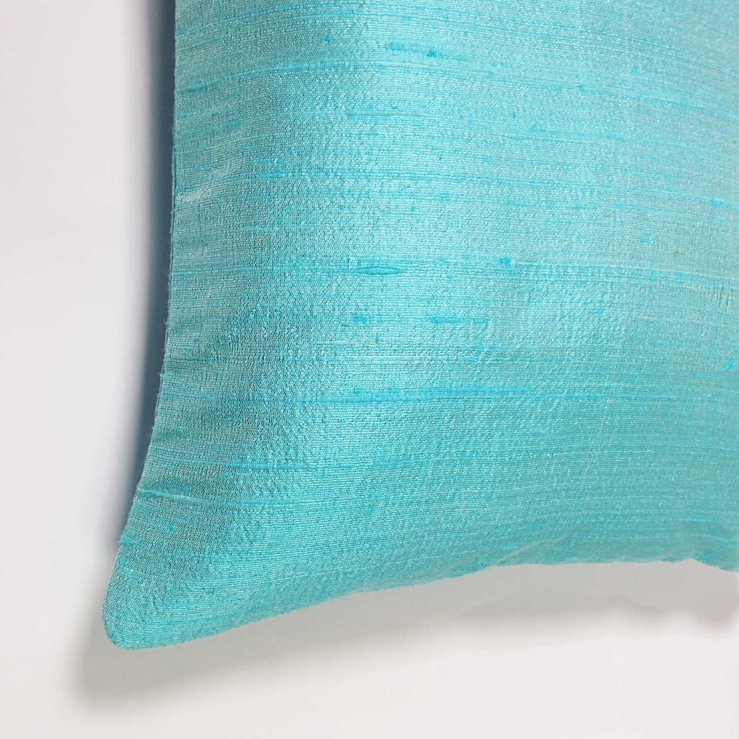 Raw Silk Pillow Cover in Cool Mint