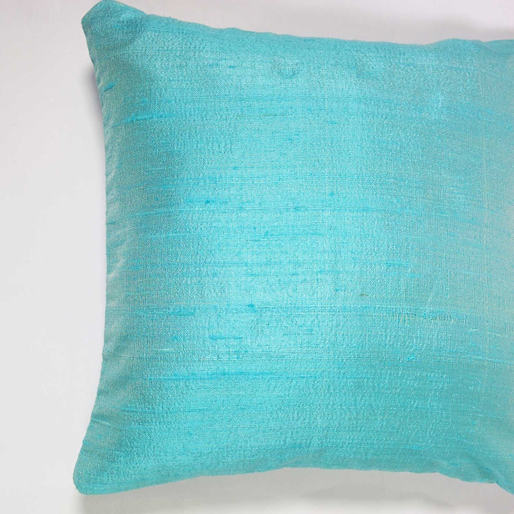 Raw Silk Pillow Cover in Cool Mint