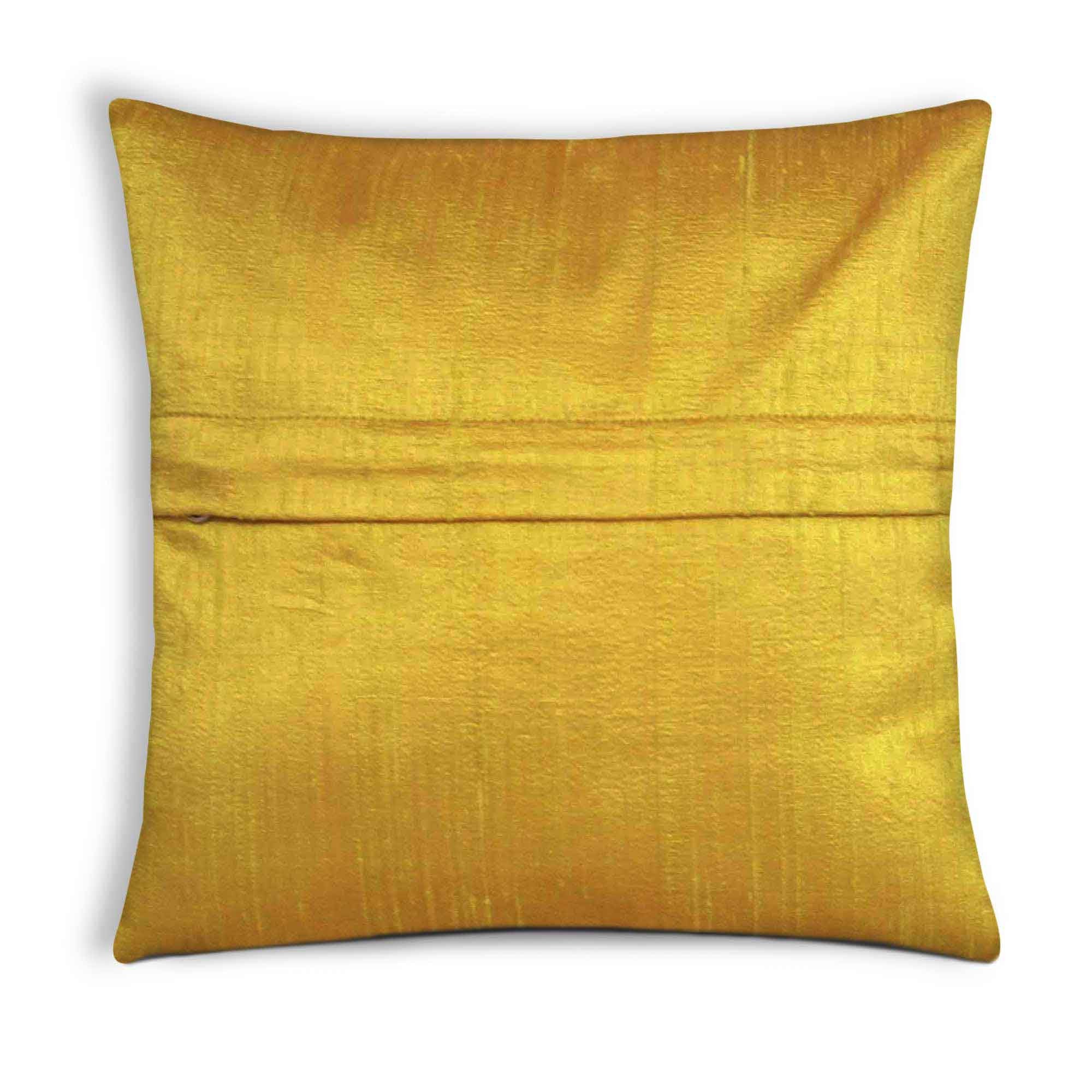Solid Mustard Pure Silk Pillow Covers, Various Sizes