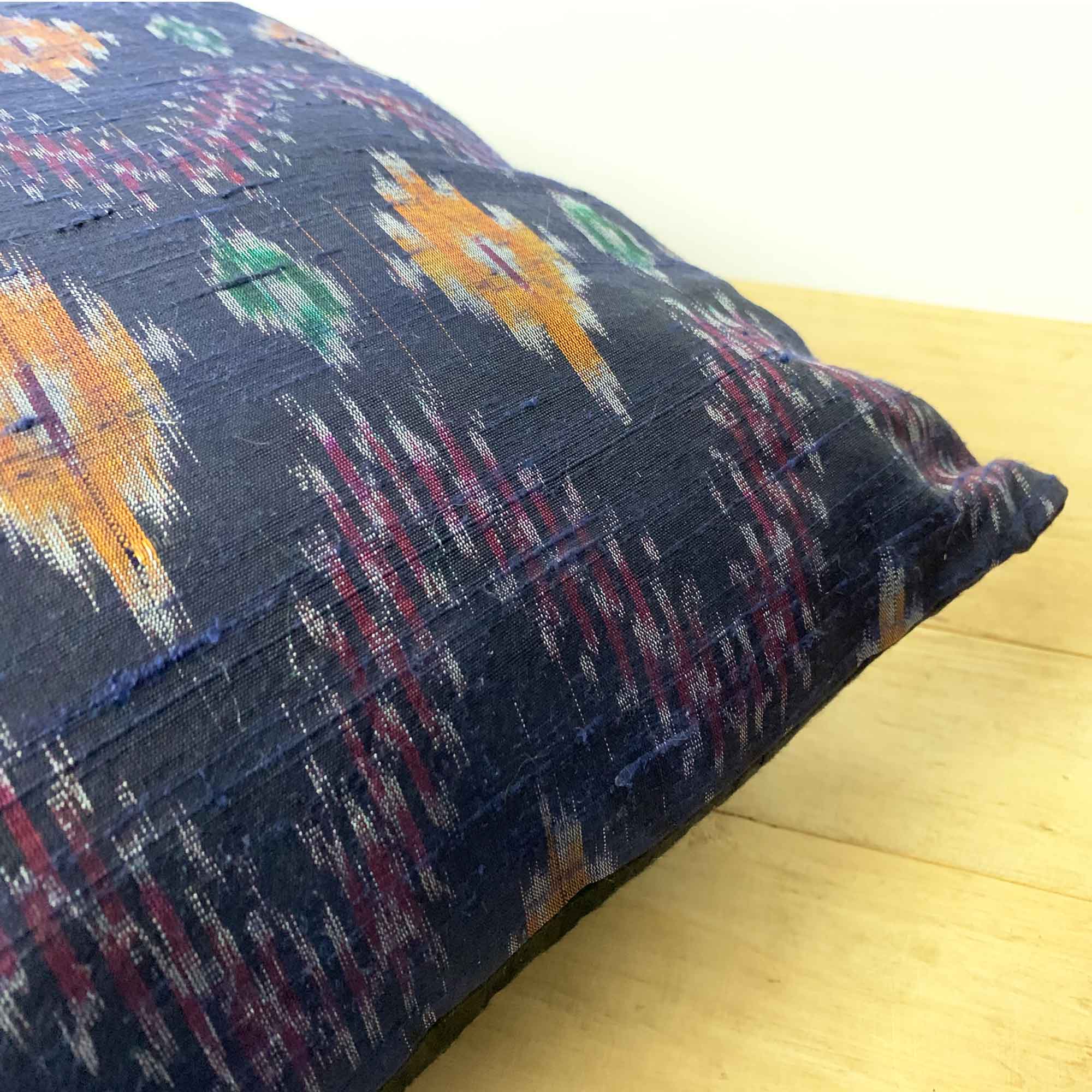 Navy Ikat Silk Pillow Cover