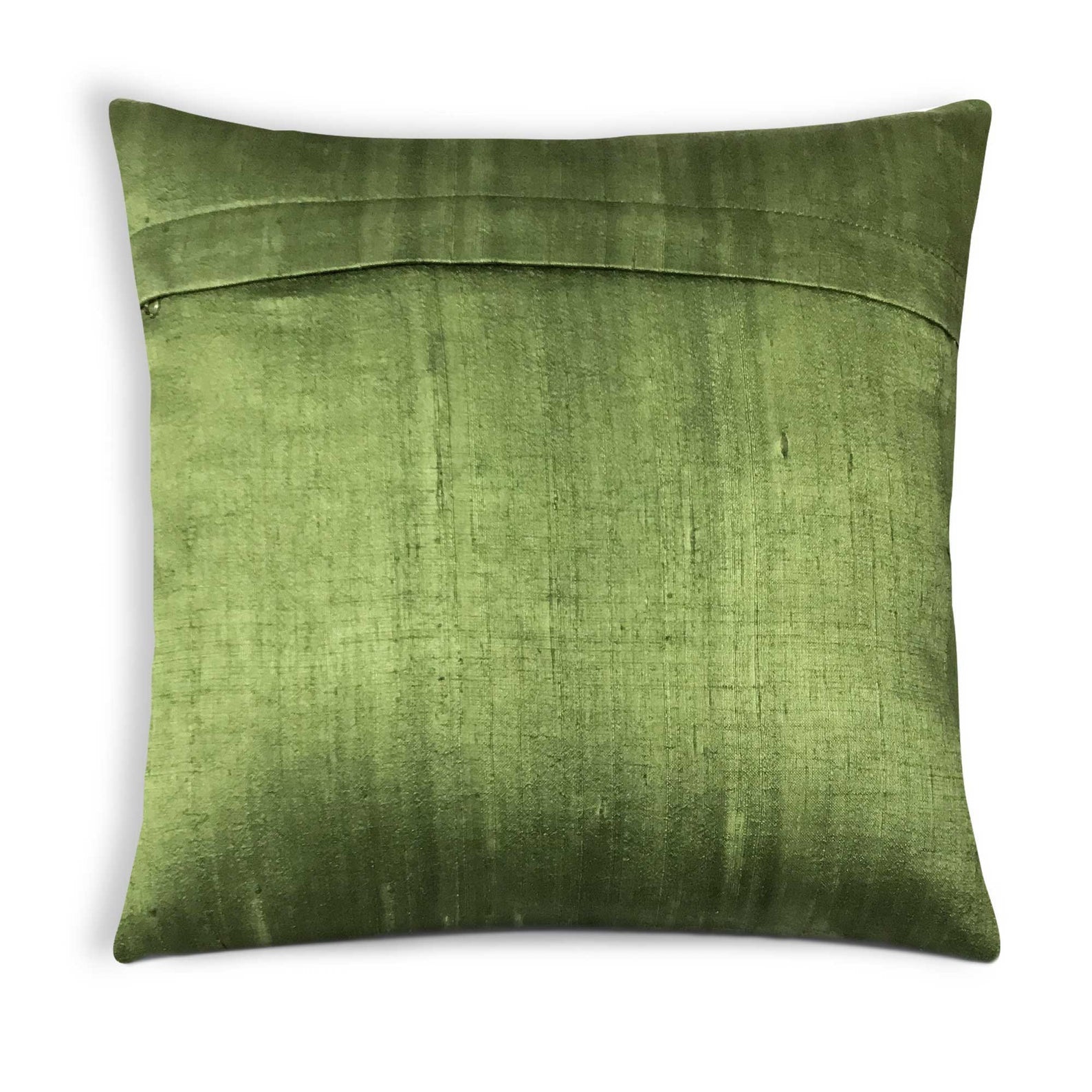 Dark Olive Raw Silk Pillow Cover