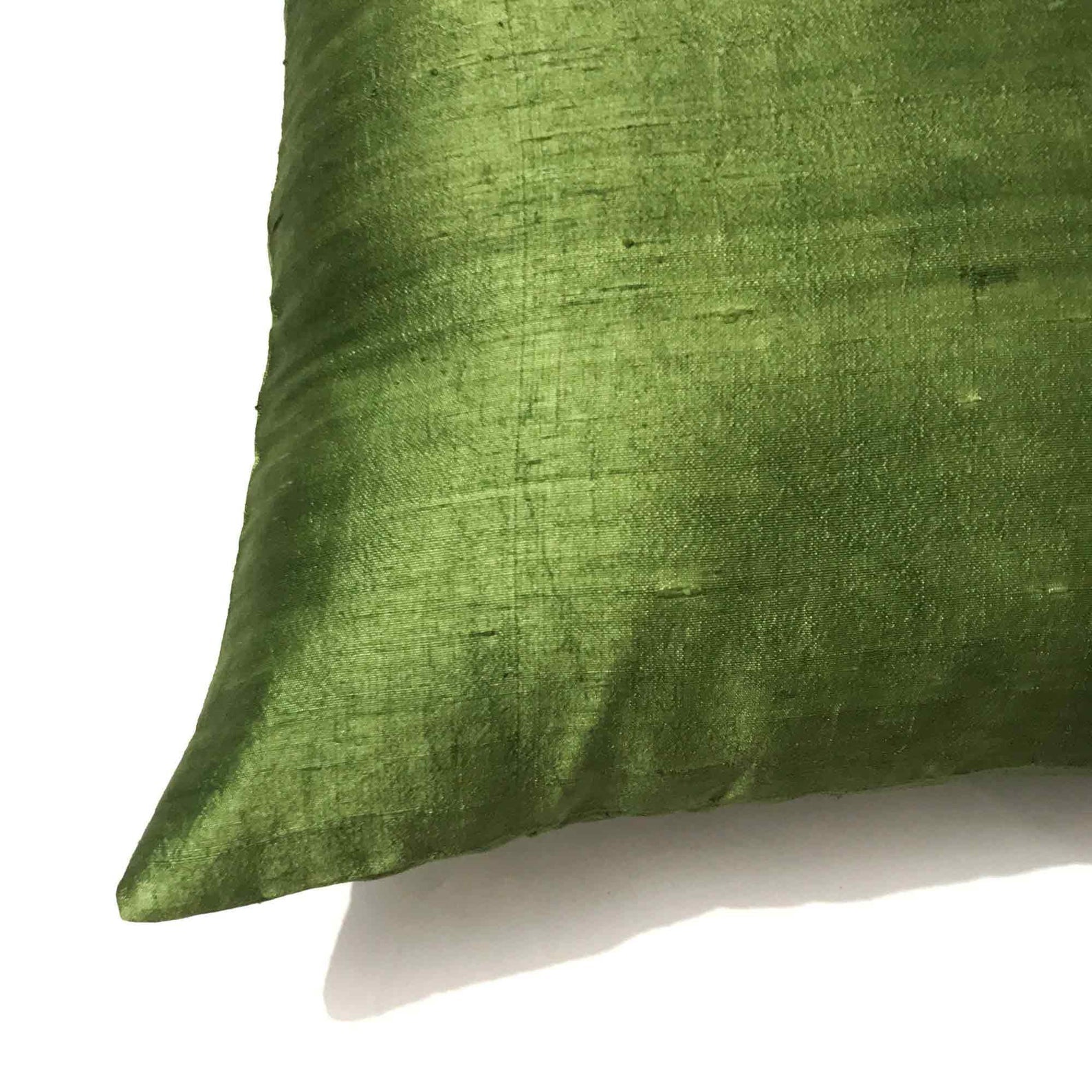 Dark Olive Raw Silk Pillow Cover