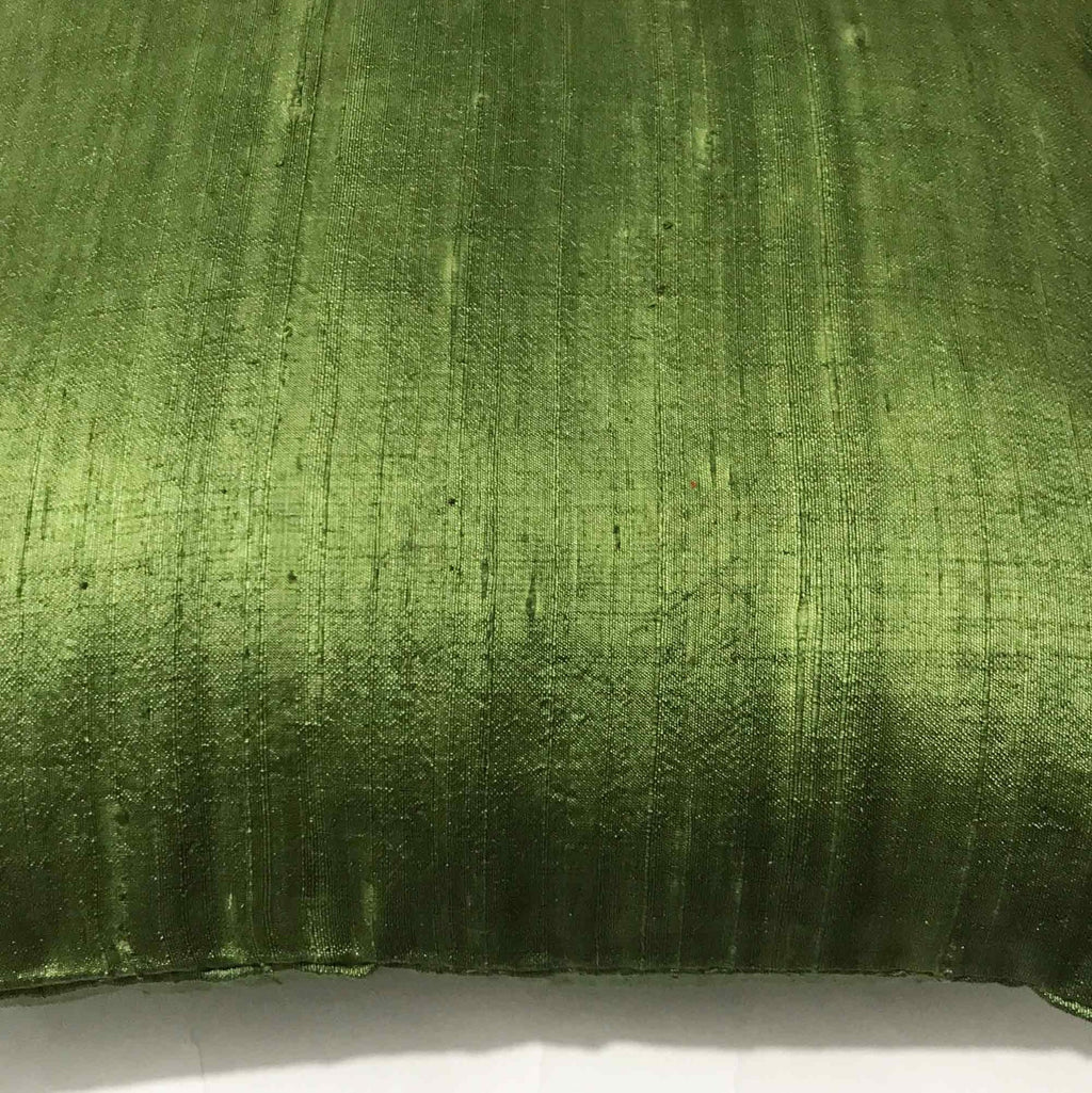 Dark Olive Raw Silk Pillow Cover