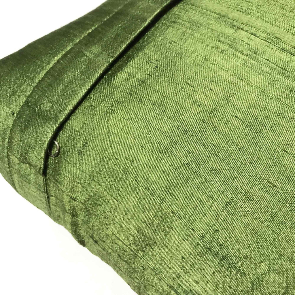 Dark Olive Raw Silk Pillow Cover