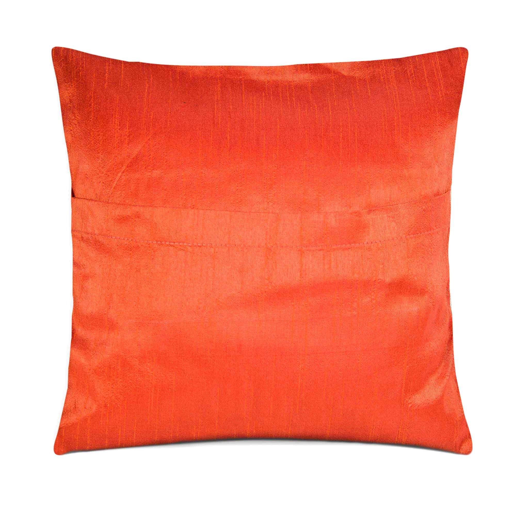 Raw Silk Pillow Cover in Orange