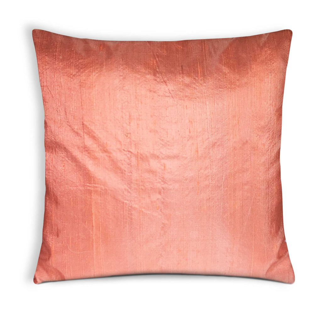 Peach Raw Silk Cushion Cover