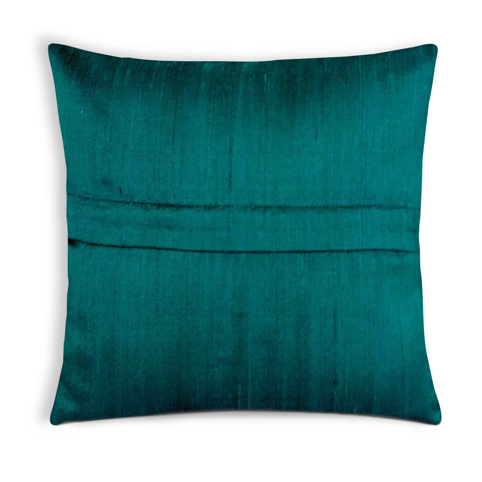 Teal Blue Pure Raw Silk Cushion Cover