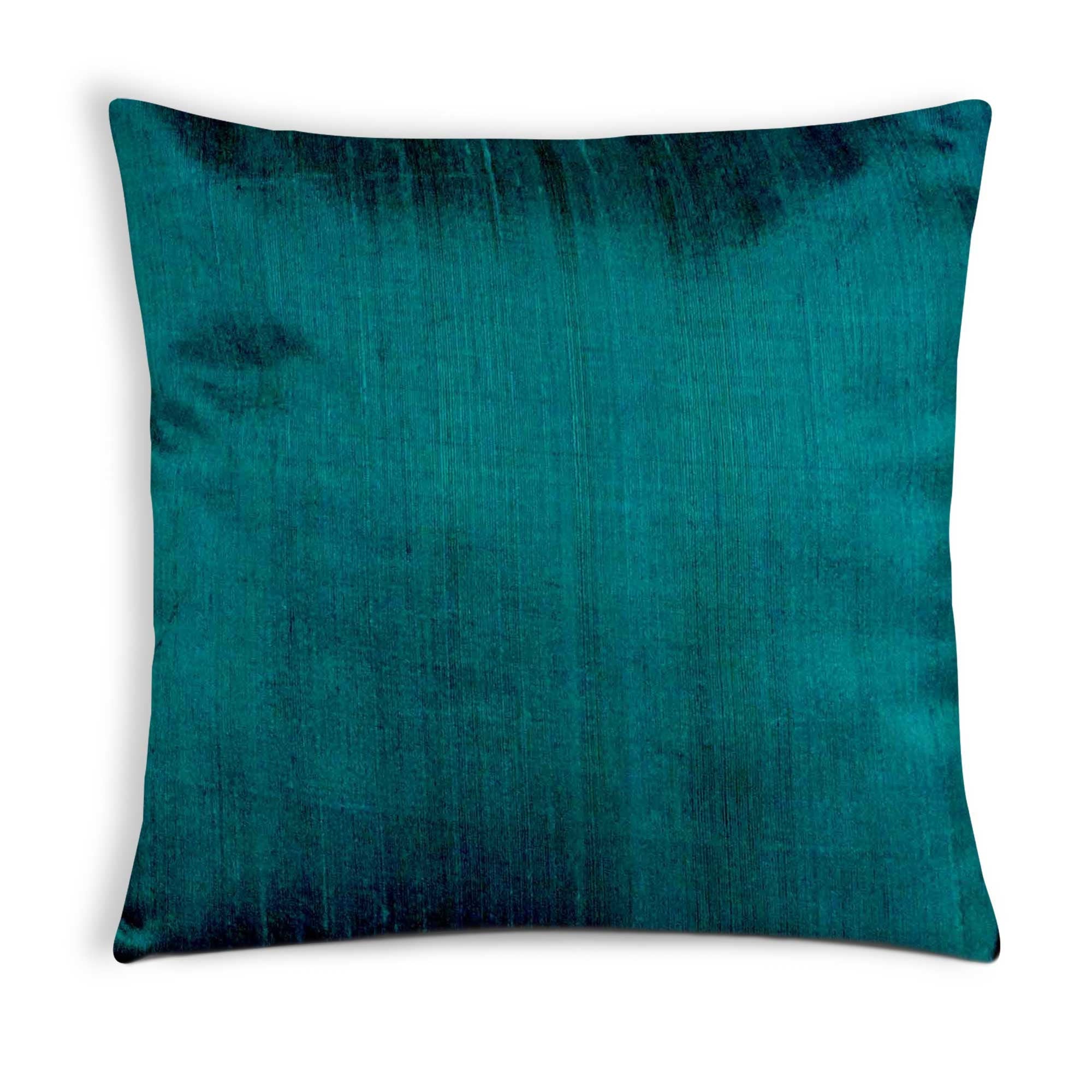 Teal Blue Pure Raw Silk Cushion Cover