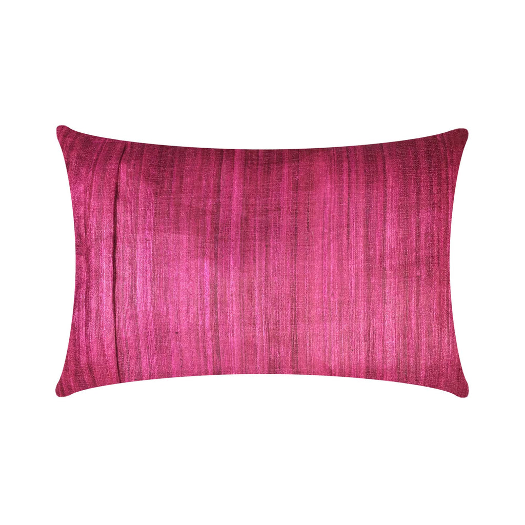 Solid Magenta Tussar Silk Lumbar Cushion Cover