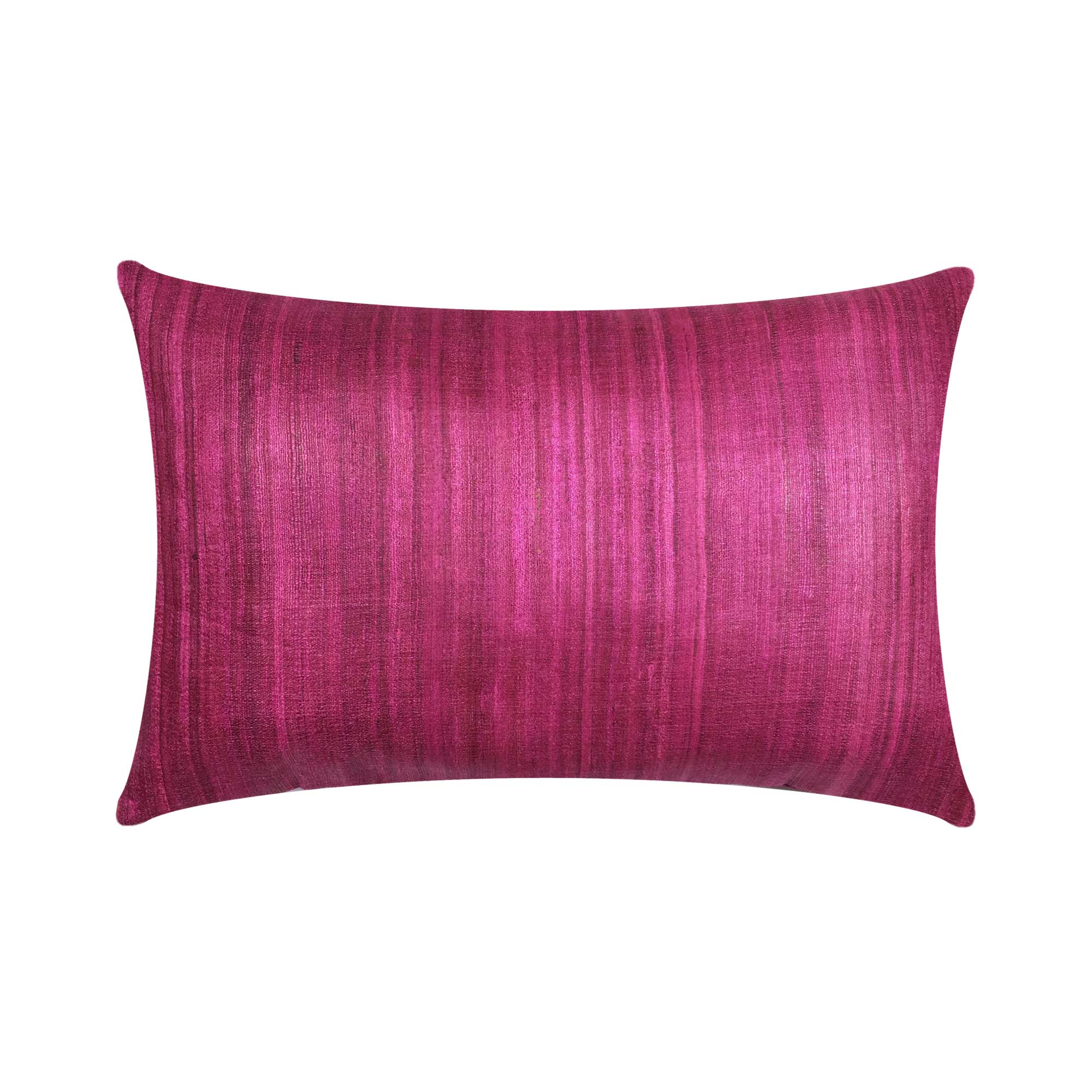 Solid Magenta Tussar Silk Lumbar Cushion Cover