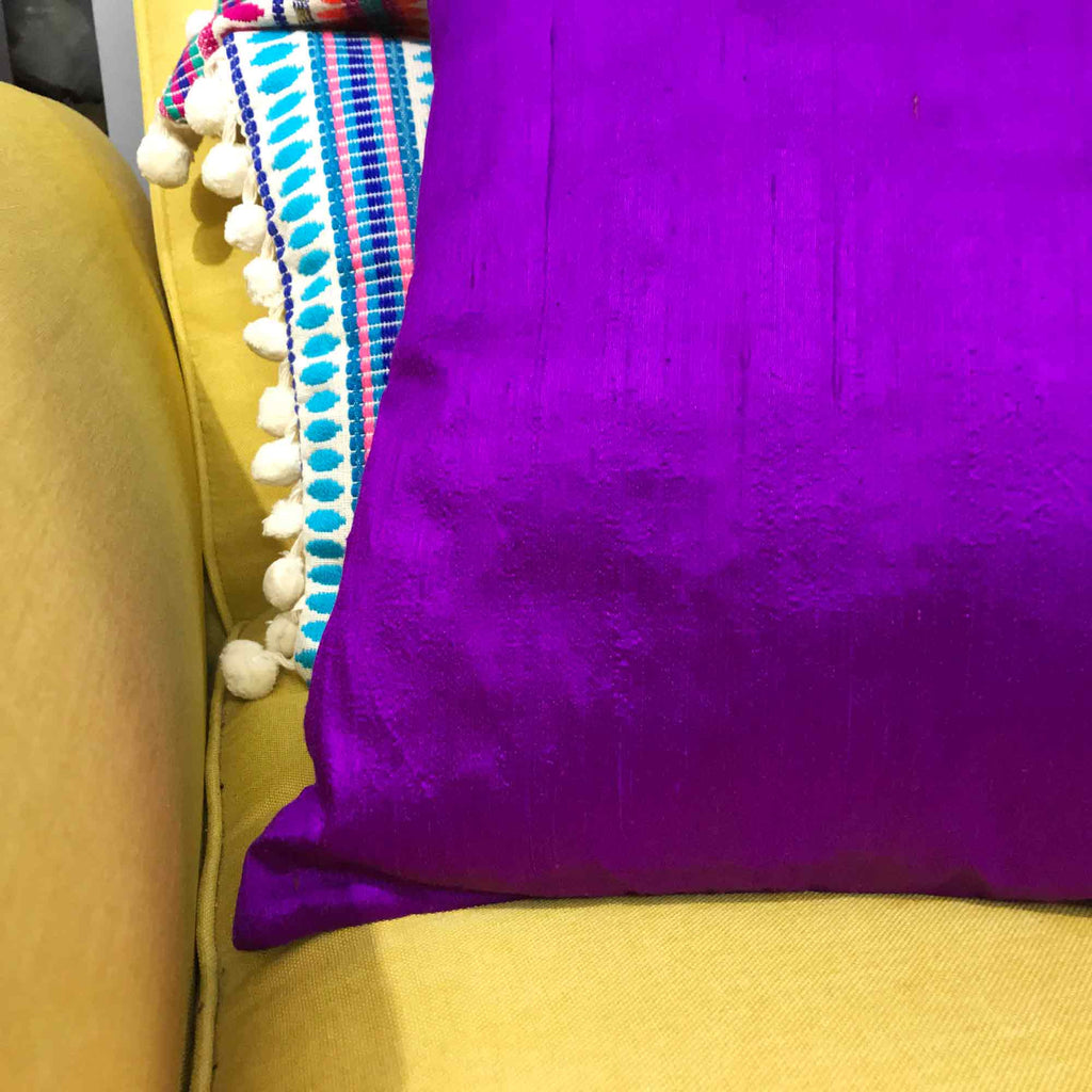Pure Silk Pillow Cover in Purple Dupioni Solid Color Silk