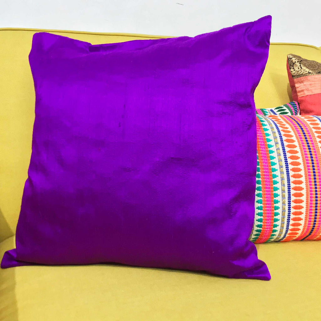 Pure Silk Pillow Cover in Purple Dupioni Solid Color Silk