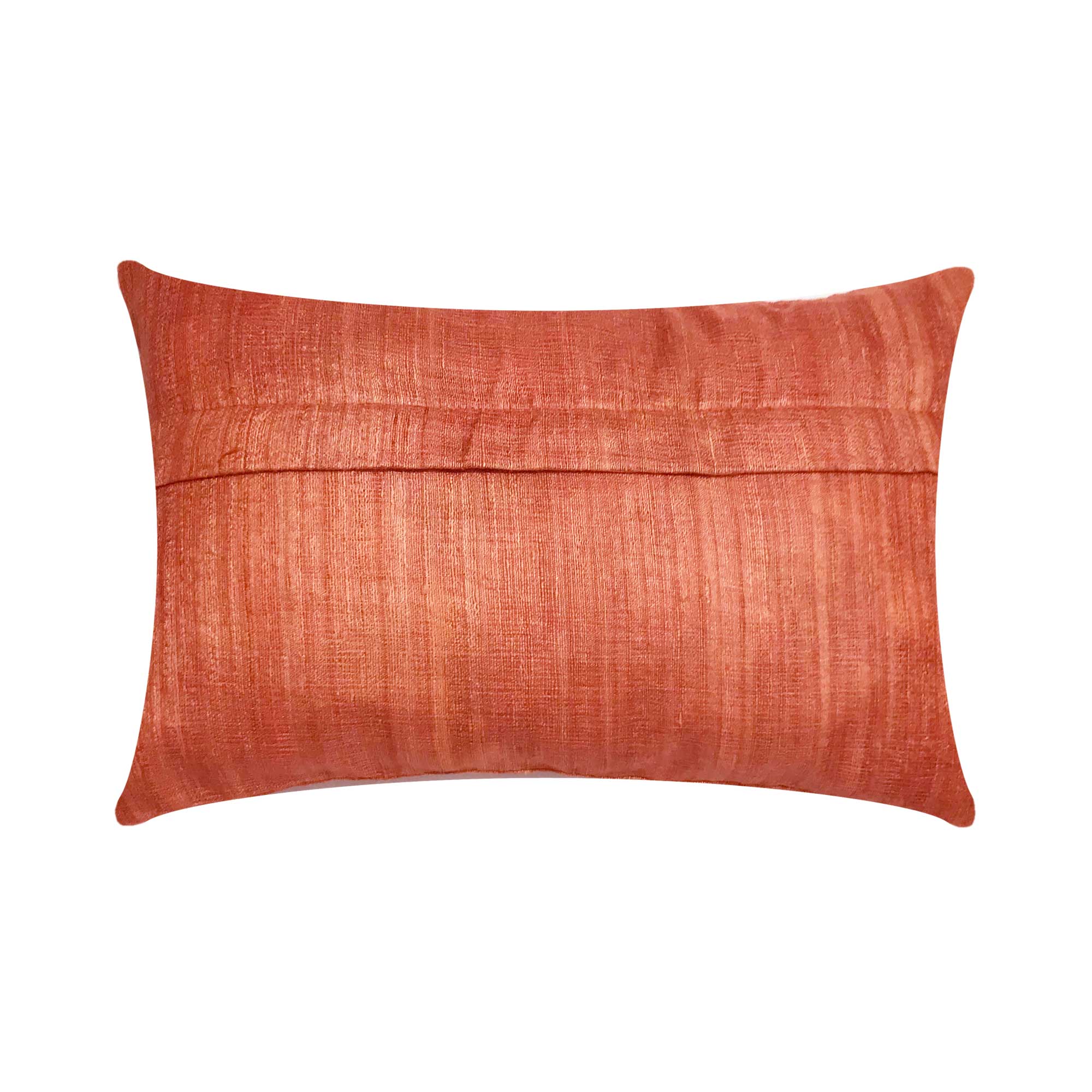 Salmon Tussar Silk Lumbar Cushion Cover