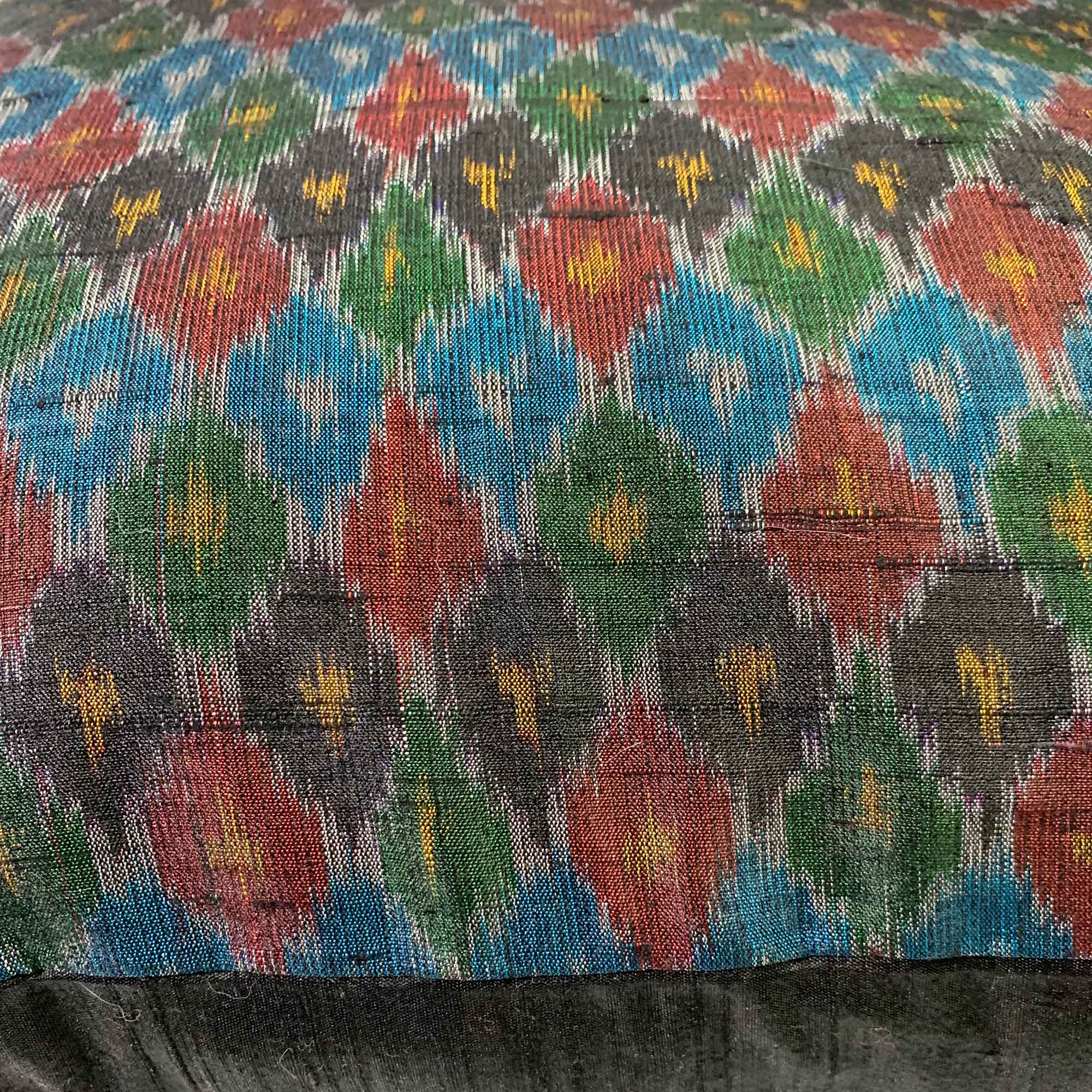 Teal and Black Ikat Silk Pillow Cover