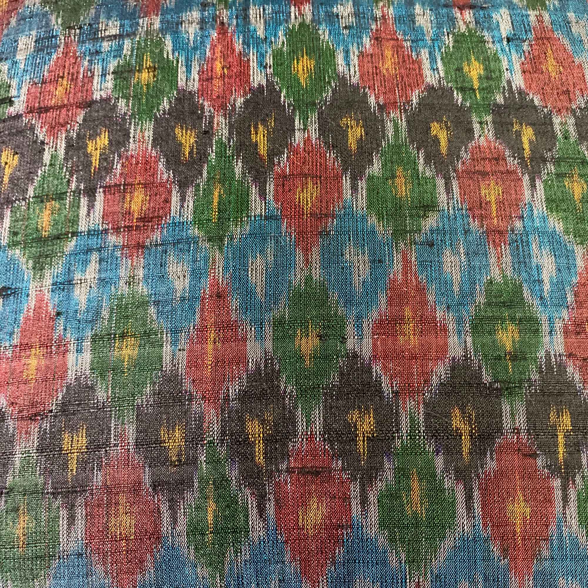 Teal and Black Ikat Silk Pillow Cover