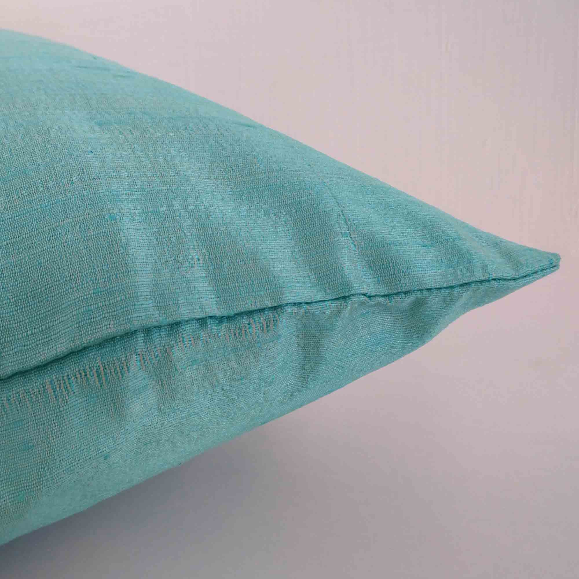 Raw Silk Pillow Cover in Cool Mint