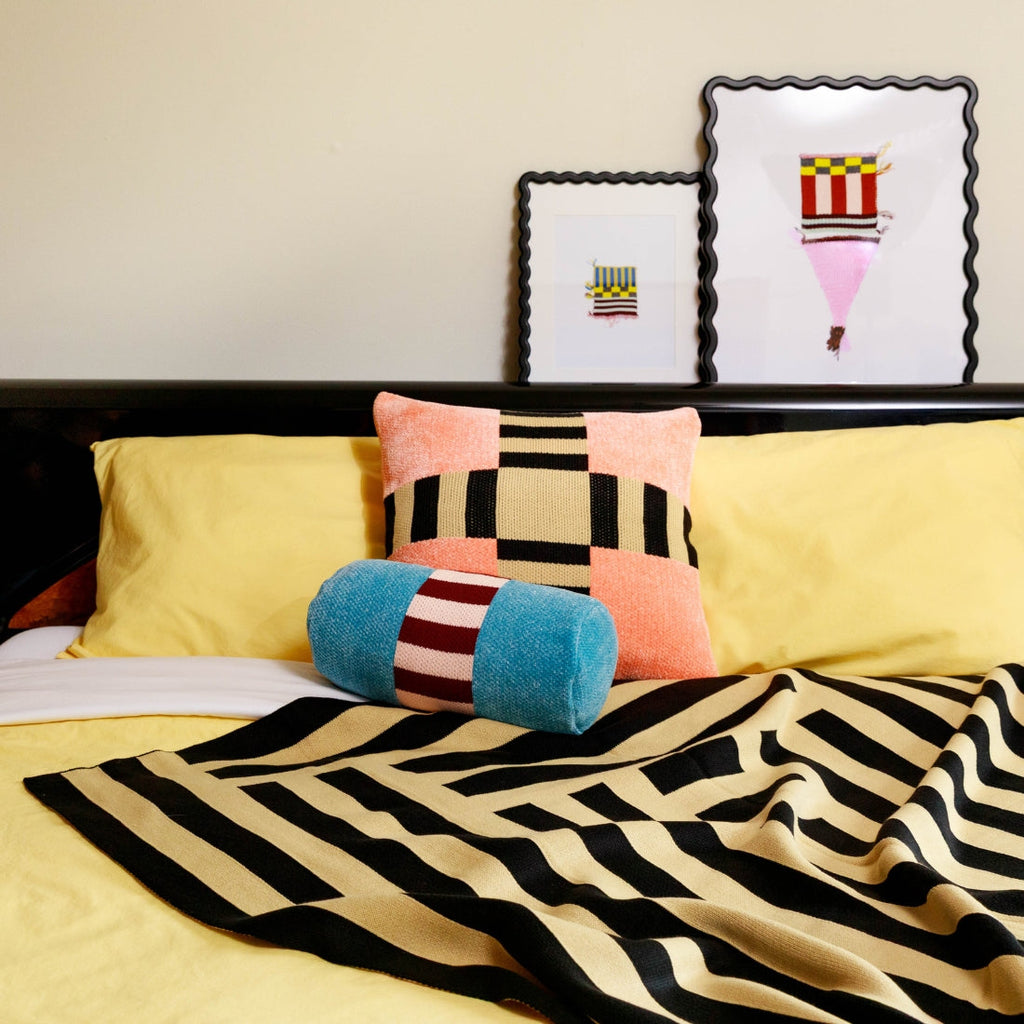 Tile Patch Chenille Pillow Cover