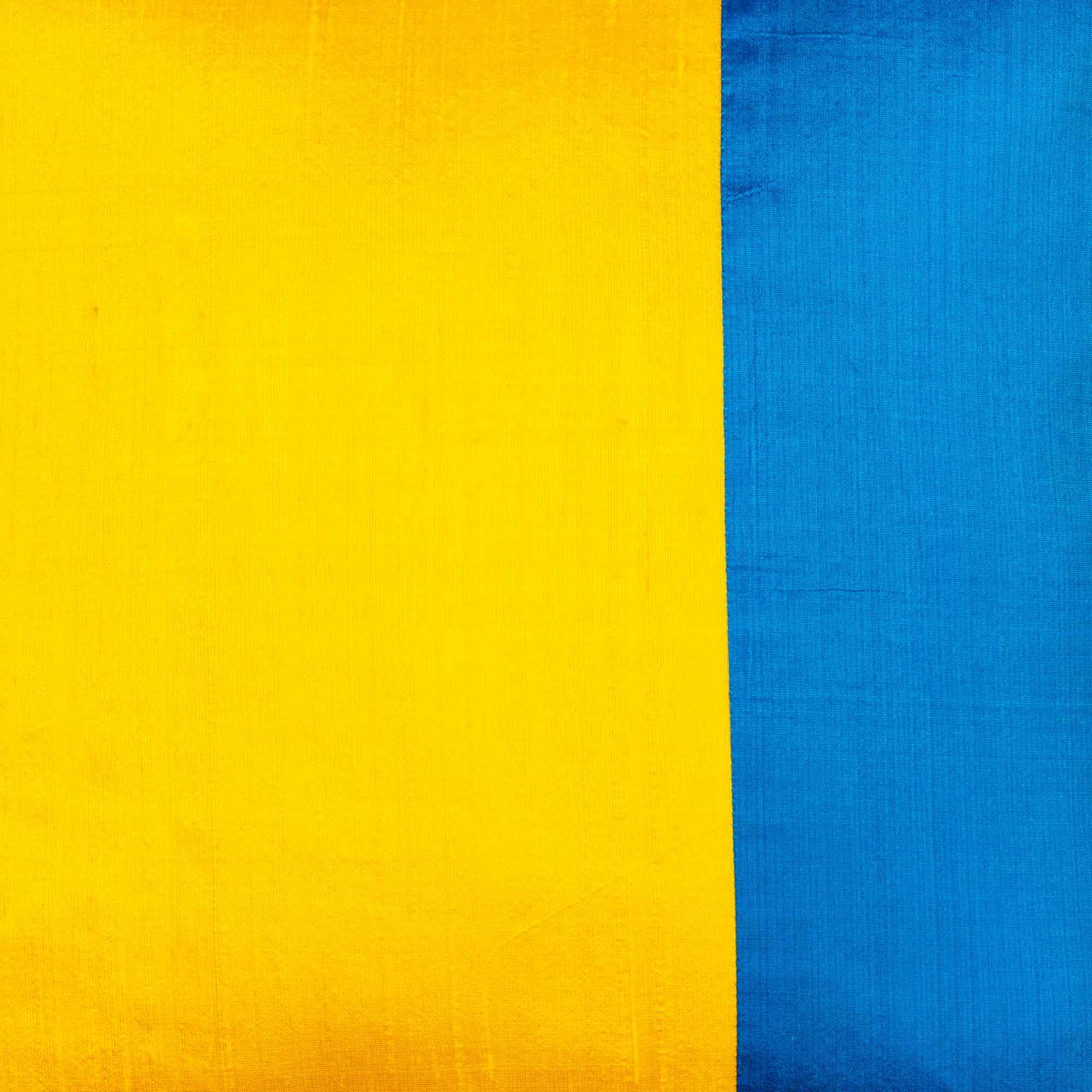 Yellow and Turquoise Blue Colorblock Silk Pillow Cover